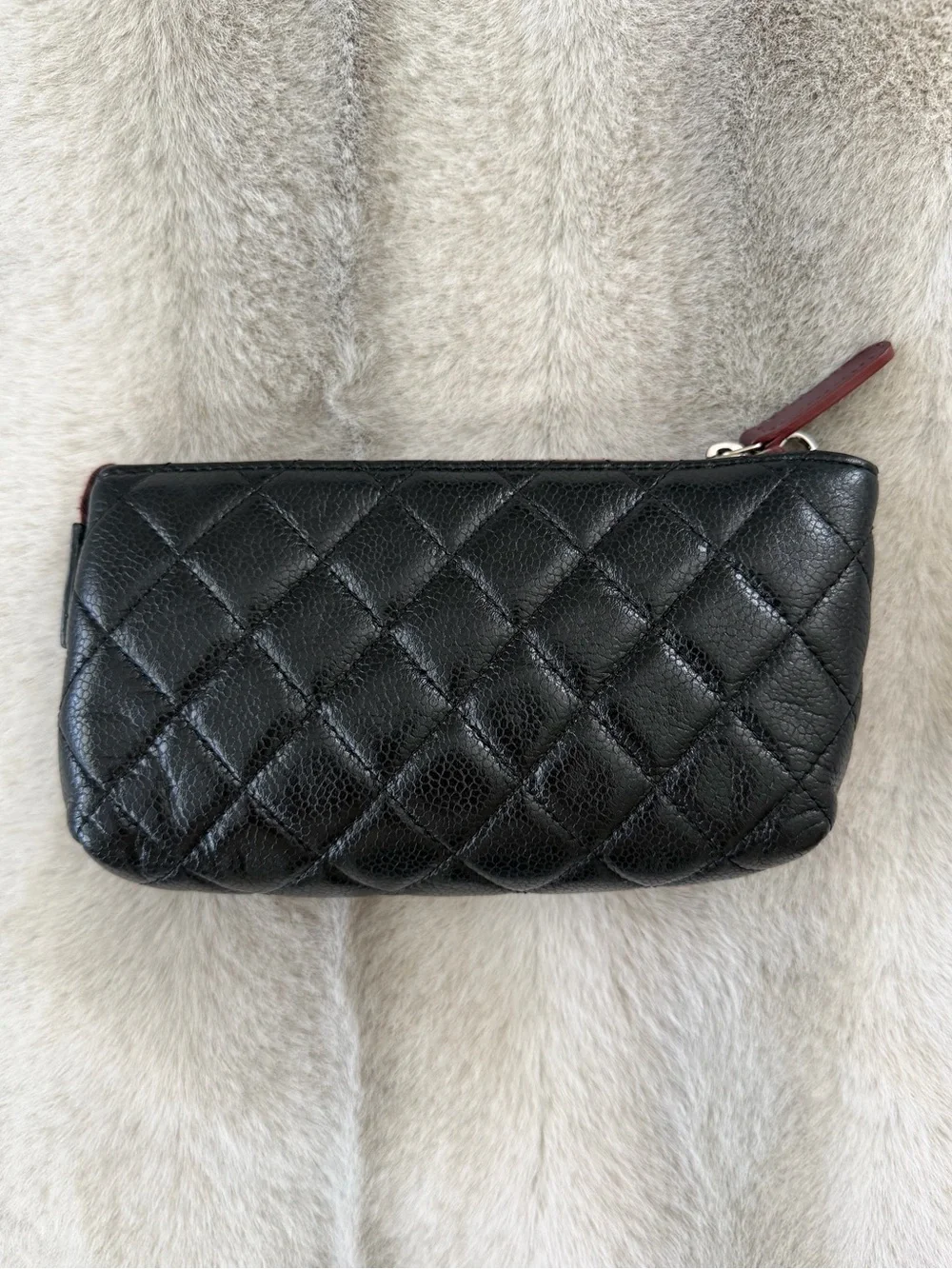 Chanel Quilted Caviar O Case Pouch Black